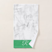 Marble White en Green Monogram Initiaal Bad Handdoek (Handdoek)