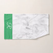 Marble White en Green Monogram Initiaal Bad Handdoek (Handdoek)