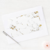 Marble White Gold Abstract Stone Wedding Favor Rechthoekige Sticker (Envelop)