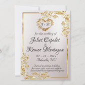 Marble & White, Gold Frame, Gold Heart Save The Date (Achterkant)