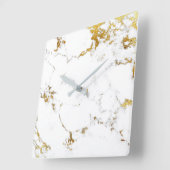 Marble White Gold Grey Carrara Abstract minimaal Vierkante Klok (Hoek)