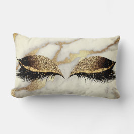 Marble White Gold Grey Silver Glam Makeup Lashes Kussen