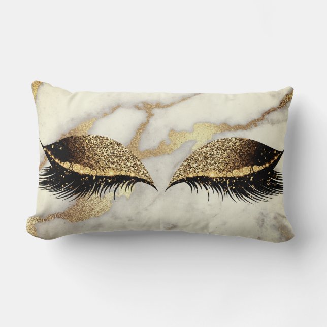 Marble White Gold Grey Silver Glam Makeup Lashes Kussen (Voorkant)