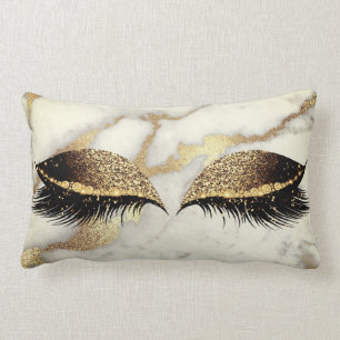 Marble White Gold Grey Silver Glam Makeup Lashes Kussen