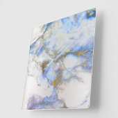 Marble White Gray Saphire Blue Indygo Carrara Vierkante Klok (Hoek)