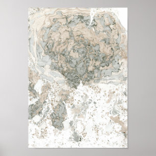 Marble White Green Ivory Beige Abstracte Stone Poster