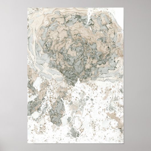 Marble White Green Ivory Beige Abstracte Stone Poster (Voorkant)