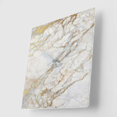 Marble White Grey Gold Graphite Carrara Vierkante Klok (Hoek)