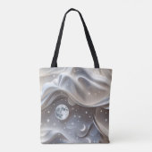 Marble White Moon Minimal Stone Aesthetic Tote Bag (Achterkant)