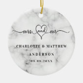 Marble white names de heer mevrouw elegant recent  keramisch ornament (Voorkant)