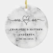 Marble white names de heer mevrouw elegant recent  keramisch ornament (Achterkant)