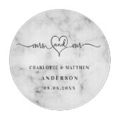 Marble white names de heer mevrouw elegant recent  snijplank (Voorkant)