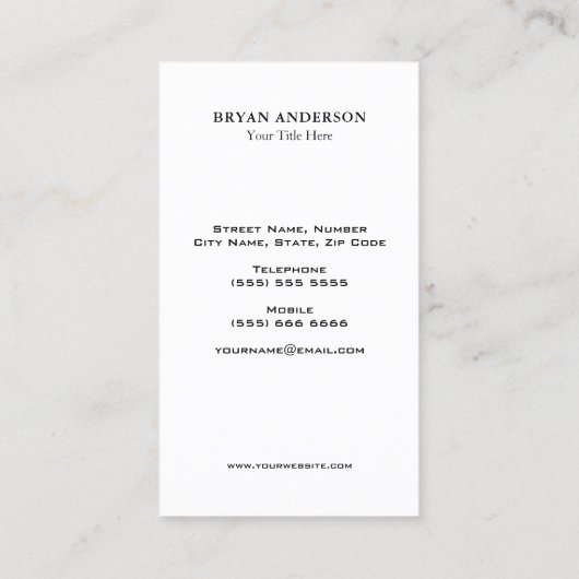 Marble Wine Bartender Sommelier Visitekaartje (Achterkant)