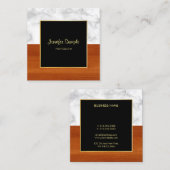 Marble Wood Gold Luxury Moderne Elegant Sjabloon Vierkante Visitekaartje (Voorkant / Achterkant)