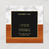 Marble Wood Gold Luxury Moderne Elegant Sjabloon Vierkante Visitekaartje (Achterkant)