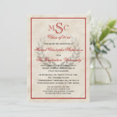 Marble Wreath Monogram Classic College Graduing Kaart (Staand voorkant)