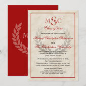 Marble Wreath Monogram Classic College Graduing Kaart (Voorkant / Achterkant)