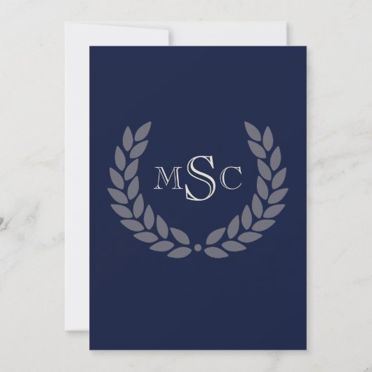 Marble Wreath Monogram Classic College Graduing Kaart (Achterkant)