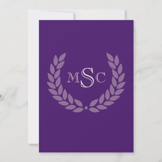 Marble Wreath Monogram Classic College Graduing Kaart (Achterkant)