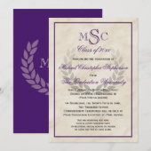 Marble Wreath Monogram Classic College Graduing Kaart (Voorkant / Achterkant)