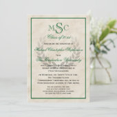 Marble Wreath Monogram Classic College Graduing Kaart (Staand voorkant)