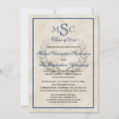 Marble Wreath Monogram Classic College Graduing Kaart (Voorkant)