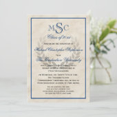 Marble Wreath Monogram Classic College Graduing Kaart (Staand voorkant)