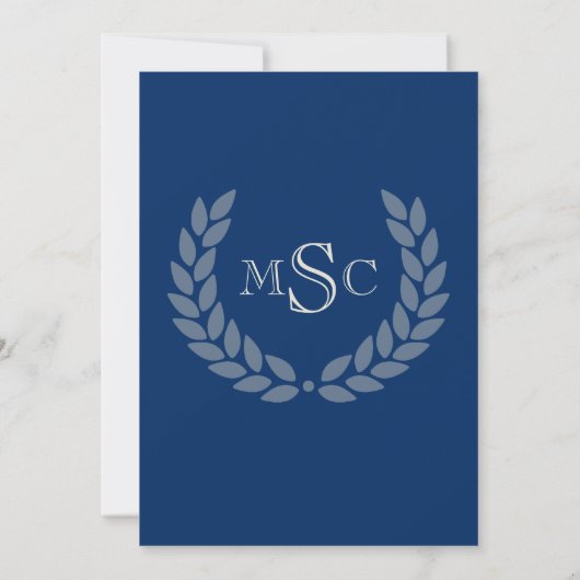 Marble Wreath Monogram Classic College Graduing Kaart (Achterkant)