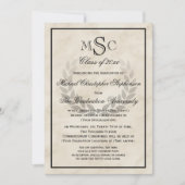 Marble Wreath Monogram Classic College Graduing Kaart (Voorkant)