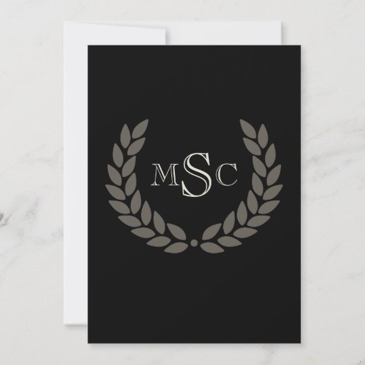 Marble Wreath Monogram Classic College Graduing Kaart (Achterkant)