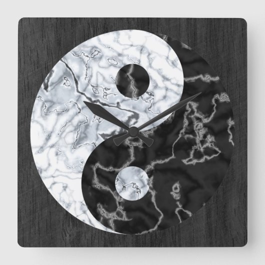 Marble Yin Yang Symbol Vierkante Klok (Voorkant)