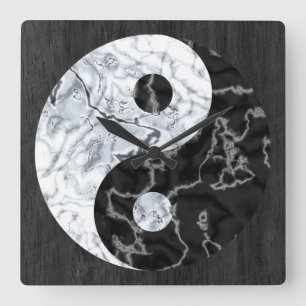 Marble Yin Yang Symbol Vierkante Klok