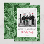 Marbled Art Kerstfoto Kaartnaam Feestjaar Kaart (Voorkant / Achterkant)