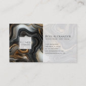 Marbled Black Agate Business Card Visitekaartje (Achterkant)