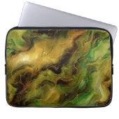 Marbled Effect in Green and Gold Laptop Sleeve (Voorkant)