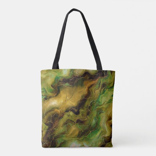 Marbled Effect in Green and Gold Tote Bag (Achterkant)