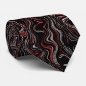 Marbled Foil Red Silver Black Business Classy Stropdas (Opgerold)