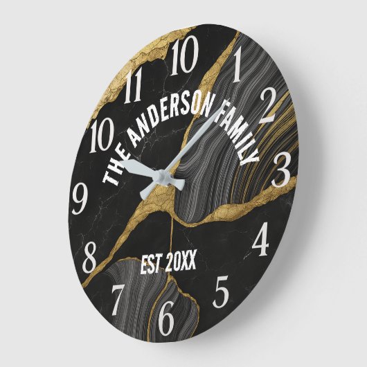  Marbled Glass Luxury  Elegant Family Name Grote Klok (Hoek)