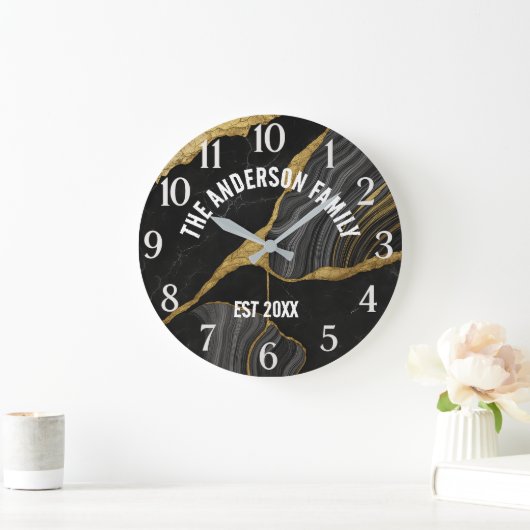  Marbled Glass Luxury  Elegant Family Name Grote Klok (Huis)