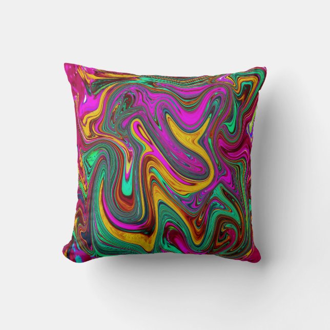Marbled Hot Pink and Sea Foam Green Abstract Art Kussen (Voorkant)