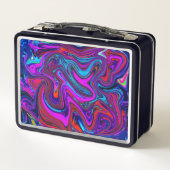 Marbled Magenta, Blue and Red Abstract Art (Achterkant)