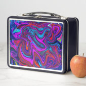 Marbled Magenta, Blue and Red Abstract Art (In situ)