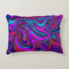 Marbled Magenta, Blue and Red Abstract Art Accent Kussen