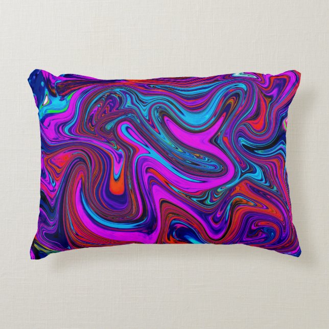 Marbled Magenta, Blue and Red Abstract Art Accent Kussen (Voorkant)