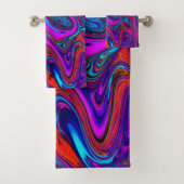 Marbled Magenta, Blue and Red Abstract Art Bad Handdoek (Insitu)