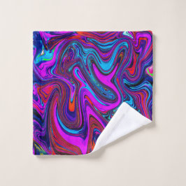 Marbled Magenta, Blue and Red Abstract Art Bad Handdoek