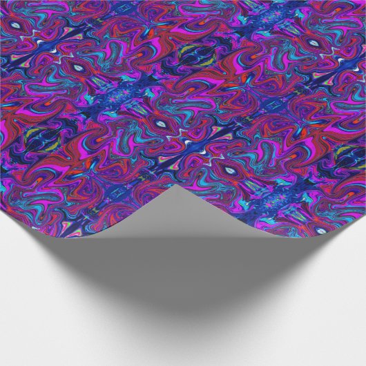 Marbled Magenta, Blue and Red Abstract Art Cadeaupapier (Hoek)