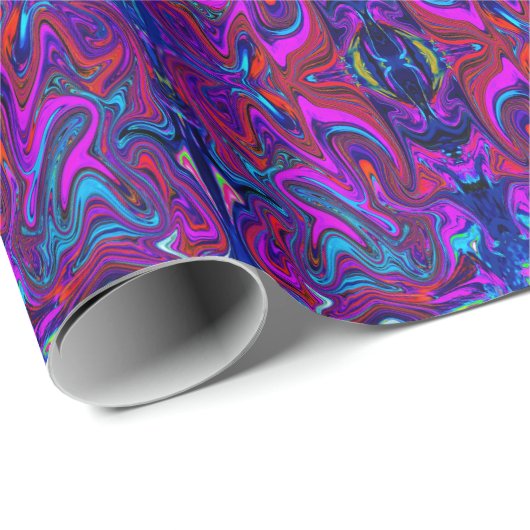 Marbled Magenta, Blue and Red Abstract Art Cadeaupapier (Rol Hoek)