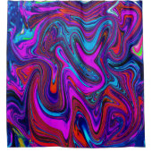Marbled Magenta, Blue and Red Abstract Art Douchegordijn (Voorkant)