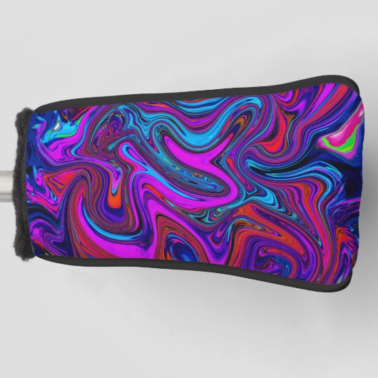 Marbled Magenta, Blue and Red Abstract Art Golfheadcover (Voorkant)